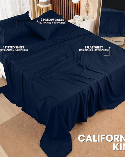 Utopia Bedding California King Bed Sheets Set - 4 Piece Bedding - Brushed Microfiber - Shrinkage and Fade Resistant - Easy Care (California King, Navy) - LeafyLoom