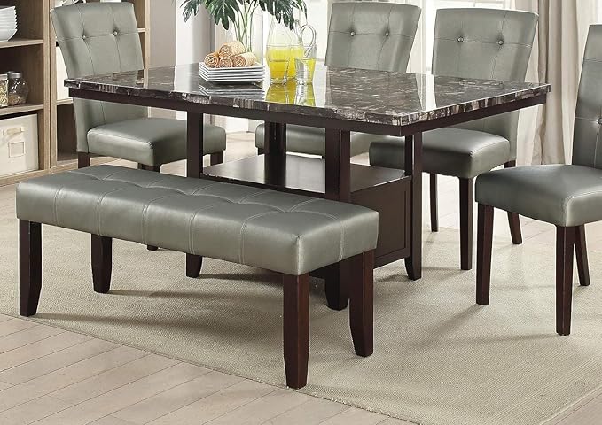 NicBex Contemporary Dining Table Kitchen Table Farmhouse 1pc Counter Height Table w Shelve Storage Base Faux Marble Top Birch Wood MDF Dining Tabl, Easy Assembly, Brown - LeafyLoom
