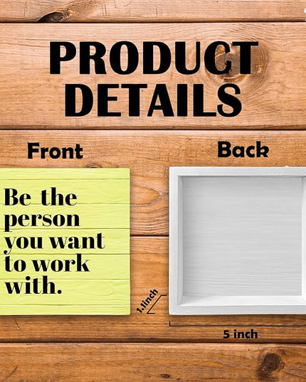 Be The Person You Want to Work With Inspirational Black Wood Box Sign Desk Decor, Teamwork Motivational Yellow Wooden Block Sign Decorations for Home Office Workplace Wall Tabletop Shelf Decor - LeafyLoom