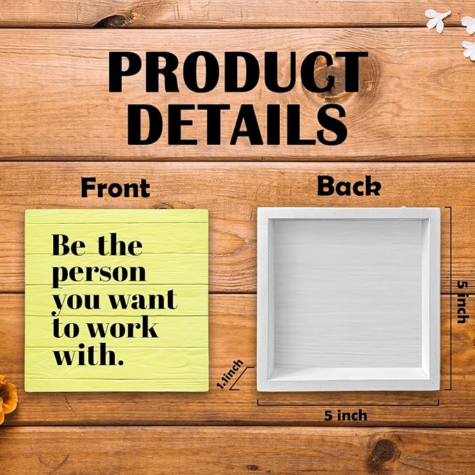 Be The Person You Want to Work With Inspirational Black Wood Box Sign Desk Decor, Teamwork Motivational Yellow Wooden Block Sign Decorations for Home Office Workplace Wall Tabletop Shelf Decor - LeafyLoom