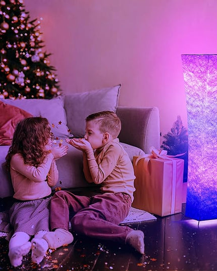 chiphy Floor lamp, RGB Standing Lamps for Bedroom, 7 Colors Changing and Dimmable LED Bulbs, Remote Control and White Fabric Shade, Modern Light for Living Room and Play Room - LeafyLoom