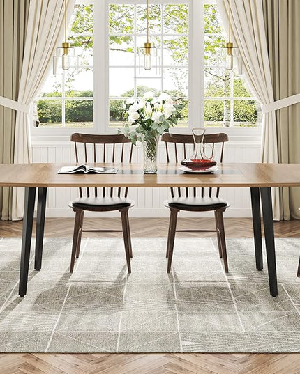 Tribesigns Modern Dining Table for 6 People, 70.86L x30.71W x 29.52H Inches Rectangle Kitchen Table Patio Table for Backyard,Dinning Room&Kitchen,Light Walnut - LeafyLoom