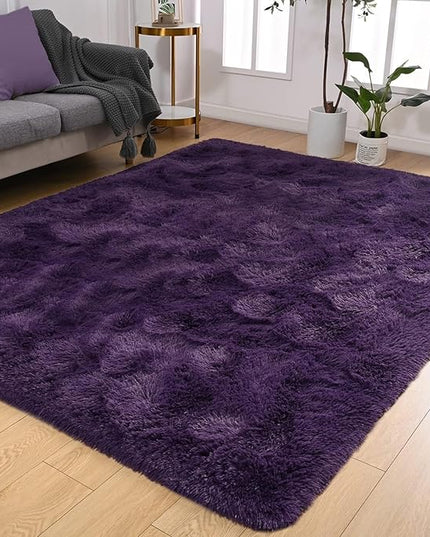 Softlife Rug for Living Room 5.3x7.6 Feet Area Rug for Bedroom Super Soft Shaggy Rugs for Kids Room Fluffy Fuzzy Carpets Long Plush Bedside Rug Nursery Christmas Home Decoration for Boys Girls, Purple - LeafyLoom