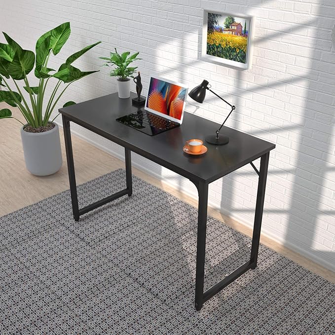 Foxemart Modern Small Computer Desk, 32 Inch, Sturdy Laptop Study Desk Table for Home Office, Black - LeafyLoom