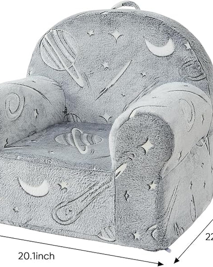 Toddler Chair Kids Plush Chair Sherpa Kids Chairs, Toddler Couch Bean Bag Chairs for Kids Gaming Chair for Kids Glow in The Dark,Starry Sky Grey - LeafyLoom