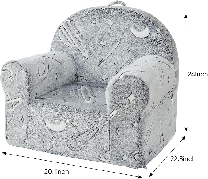 Toddler Chair Kids Plush Chair Sherpa Kids Chairs, Toddler Couch Bean Bag Chairs for Kids Gaming Chair for Kids Glow in The Dark,Starry Sky Grey - LeafyLoom
