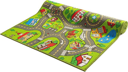 Kids Carpet Playmat City Life 3D Playroom Rug | 30 x 60 Inch Extra Large Toddler Activity Mat for Race Cars & Toys | Playroom Rug Makes a Fun Educational Gift Idea for Boys & Girls (Green) - LeafyLoom