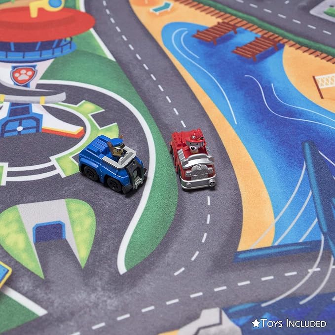 Gertmenian Nickelodeon Paw Patrol Town Tower Interactive Rug Includes 2x Cars feat. Chase and Marshall Suitable for Classroom, Nursery, Bedroom, or Play Area 40x54in Medium, 32500 - LeafyLoom
