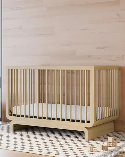 Storkcraft Santorini Deluxe 5-in-1 Convertible Crib with Bonus Toddler Guardrail (Driftwood) – GREENGUARD Gold Certified, Toddler Guardrail Included in Box, Fits Standard Crib Mattress - LeafyLoom