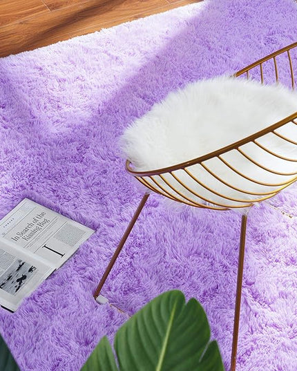 Softlife Ultra Soft Fluffy Area Rugs for Bedroom, Girls and Boys Room Kids Room Nursery Rug, 4 x 5.3 Feet Shaggy Fur Indoor Plush Modern Floor Carpet for Living Room Christmas Decor, Purple - LeafyLoom