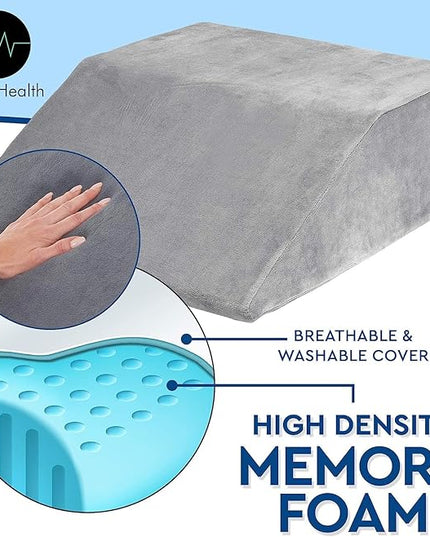 Leg Elevation Pillow - Full Memory Foam Top, High-Density Leg Rest Elevating Foam Wedge - Relieves and Recovers Foot and Ankle Injury, Leg Pain, Hip, Knee Pain, Improves Blood Circulation - LeafyLoom
