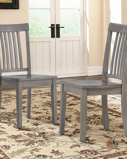 COLAMY Wooden Dining Chairs Set of 2, Spindle High Back Windsor Kitchen Side Chair, Farmhouse Dining Chairs for Kitchen and Dining Room, Light Grey - LeafyLoom