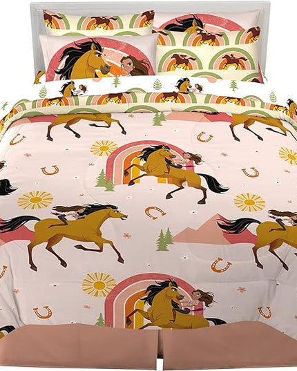 Franco Kids Bedding Super Soft Comforter and Sheet Set with Sham, 7 Piece Full Size, Spirit Riding Free - LeafyLoom