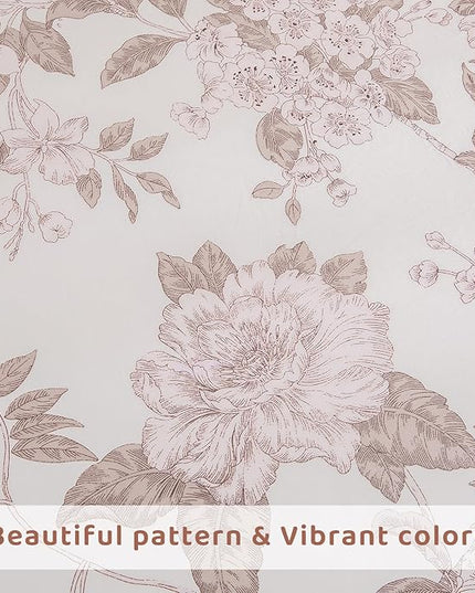 QSH Floral Egyptian Cotton Sheets King Size - Flower Bedding Sheets Botanical Pattern Printed Bedding King Size Bed Sheets 17.5" Extra Deep Pocket 4pcs - LeafyLoom