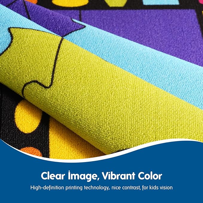 Booooom Jackson Large Classroom Rug Colorful Puzzle Classroom Carpet 7'5"x13'Area Rug with Non-Slip Backing School Classroom Seating Carpet Elementary(PzLaB-4023) - LeafyLoom