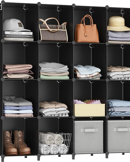 HOMIDEC Cube Storage Organizer 16-Cube Storage Shelf, Closet Organizer for Clothes, Closet Organizers and Storage,DIY Modular Bookshelf Storage Cubes for Bedroom, Living Room,Office - LeafyLoom