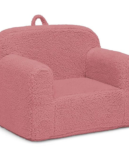 Delta Children Sherpa Cozee Chair - Foam Kids Chair for Ages 18 Months and Up, Rose - LeafyLoom