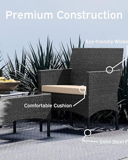 Nestl Outdoor Patio Furniture Sofas, Standard, Black Base/Beige Cushions - LeafyLoom