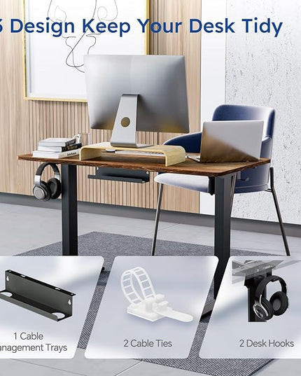 Motorized Standing Desks, Electric Stand Up Desk with Ultra Stable Construction and Cable Management,adjustable Height Desk with Memory Preset Design for Home Office Use 48x24 in Natural - LeafyLoom