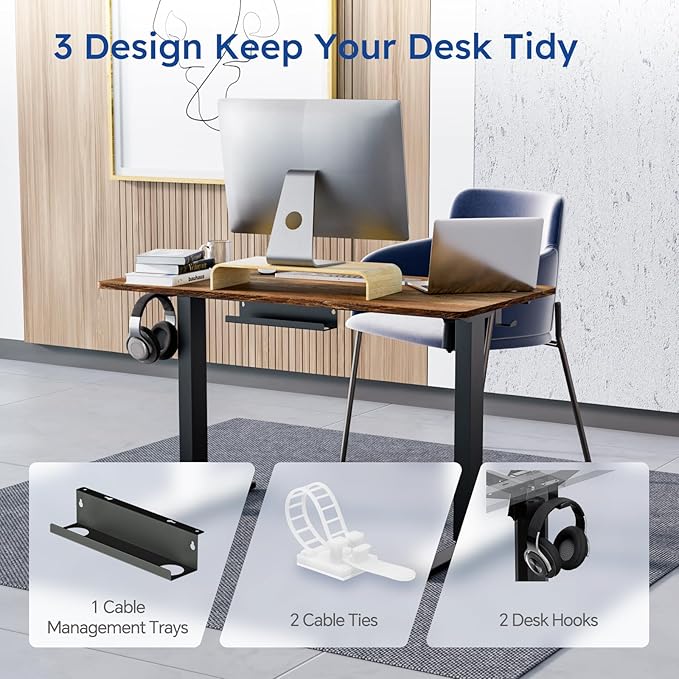 Motorized Standing Desks, Electric Stand Up Desk with Ultra Stable Construction and Cable Management,adjustable Height Desk with Memory Preset Design for Home Office Use 48x24 in Natural - LeafyLoom