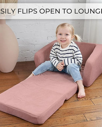 ZICOTO Comfy Kids Chair for Toddler - Stylish 2 in 1 Lounger Made of Memory Foam Easily Unfolds Into a Soft Baby Couch to Nap On - Modern Fold Out Sofa for The Little Ones - LeafyLoom