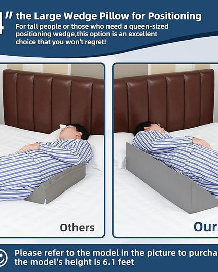 34" Wedge Pillow for Side Sleeping,Training for Side Sleeping with Detachable Small Wedge Pillow,Positioning Wedge for Side Sleeper,Back Support,Reducing Snoring,Preventing Bedsores - LeafyLoom