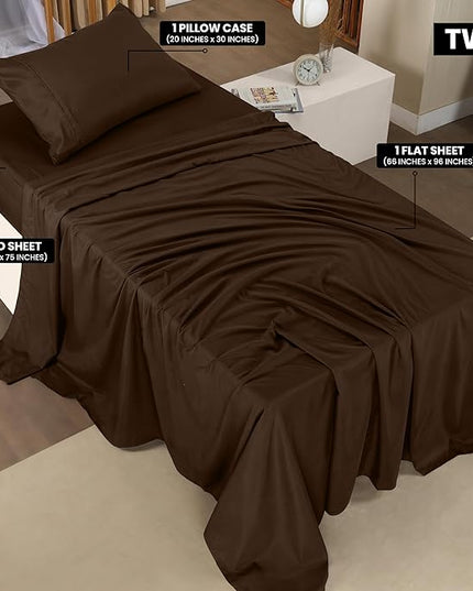 Utopia Bedding Twin Bed Sheets Set - 3 Piece Bedding - Brushed Microfiber - Shrinkage and Fade Resistant - Easy Care (Twin, Brown) - LeafyLoom