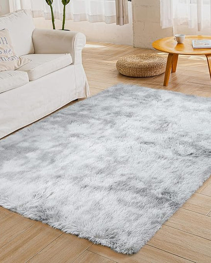 YOBATH Fluffy Shag Area Rugs 5x7 for Living Room Bedroom, Soft Fuzzy Shaggy Carpet Rugs for Girls Boys Kids Indoor Floor Nursery Home Decor, Light Grey - LeafyLoom