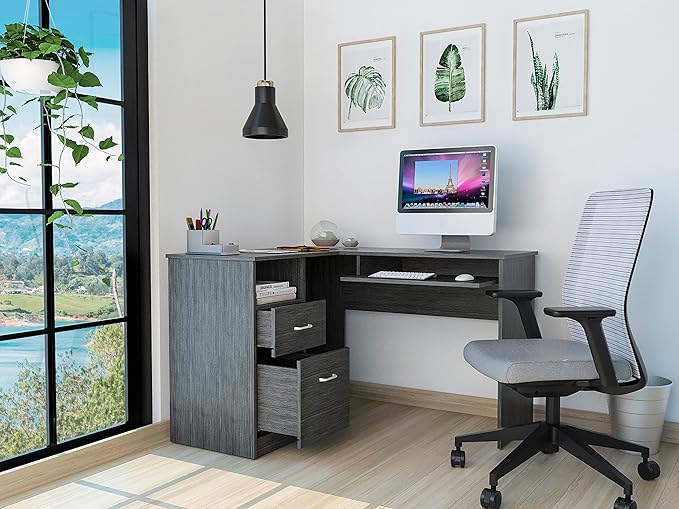 NicBex Kimberly-DW-00014-LWJ Home Office Desks, 47.2"x41.3"x30.4", Brown - LeafyLoom