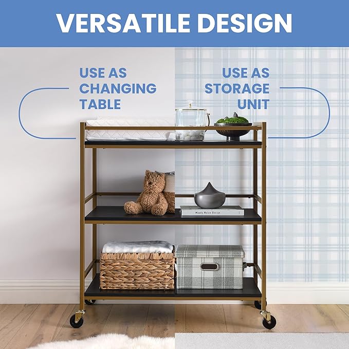 Delta Children Jade Changing Table/Cart, Ebony Melamine/Bronze - LeafyLoom