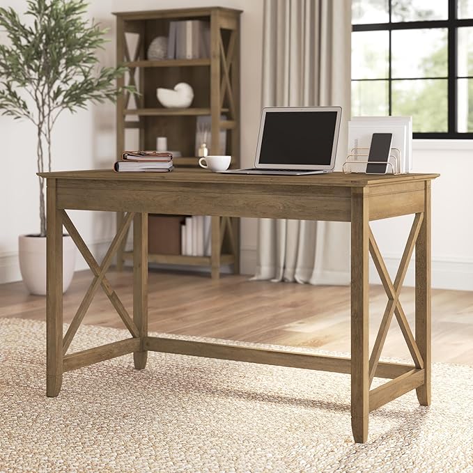 Bush Furniture Key West 48W Writing Desk in Reclaimed Pine - LeafyLoom