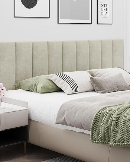 Queen Headboard, Wall Mounted Peel and Stick Headboard, Upholstered Tufted Bed Headboard for Queen Size Bed, Floating Dorm Bedroom Tall Headboard Soundproof Wall Panels (9 Panels, 10"x24") - LeafyLoom