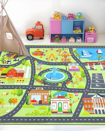 HEBE Kids Play Rug 4'x6' ABC Alphabet Numbers Shapes Educational Kid Area Rug Washable Baby Crawling Mat Non Slip Kid Play Mat Carpet for Girl Boy Bedroom Playroom - LeafyLoom