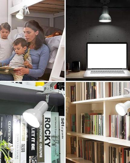 Sun-Rising Desk lamp,360° Rotation Clip on Lamp Portable Book Reading Light,Clamp on Desk/Table/Bunk Bed/Cupboard Home Lighting, (Seven Colors for Your Choice) White 2" - LeafyLoom