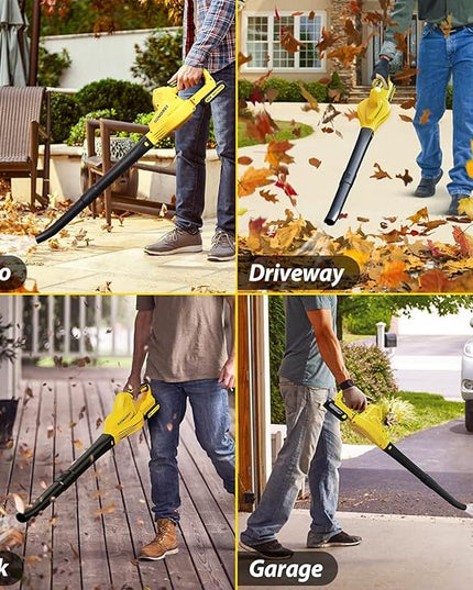 Electric Handheld Cordless Leaf Blower with 2 Batteries for Patio, Yard - 20V 140 CFM Lightweight, Battery Powered, Small - LeafyLoom