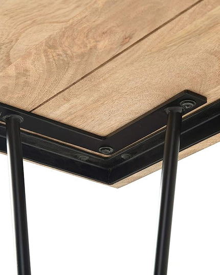 SIMPLIHOME Hunter SOLID MANGO WOOD and Metal 66 Inch Rectangle Industrial Dining Table in Natural, For the Dining Room - LeafyLoom