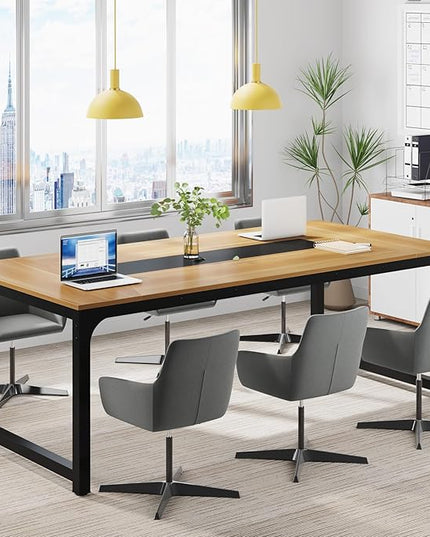 Tribesigns Modern Computer Desk, 78.7 x 39.4 inch X Large Executive Office Desk Computer Table Study Writing Desk Workstation for Home Office, Walnut/Black - LeafyLoom