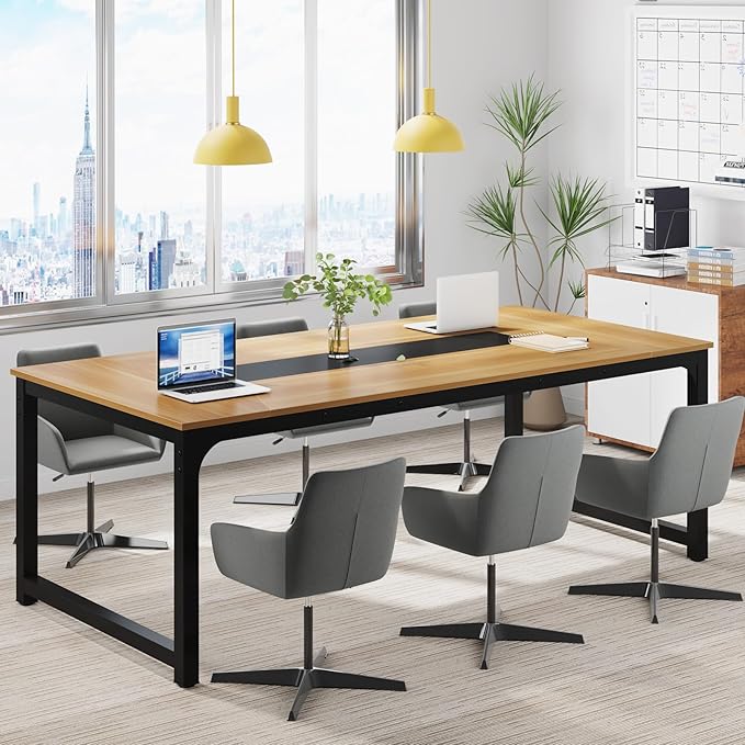 Tribesigns Modern Computer Desk, 78.7 x 39.4 inch X Large Executive Office Desk Computer Table Study Writing Desk Workstation for Home Office, Walnut/Black - LeafyLoom