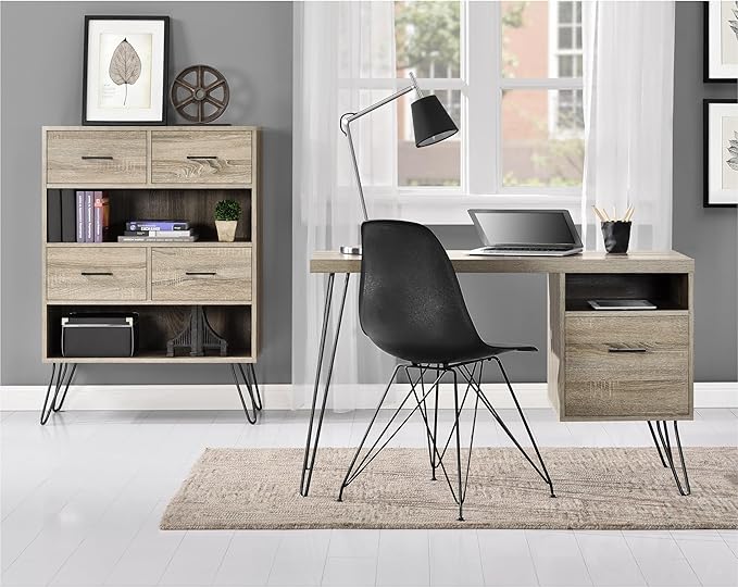Ameriwood Home Landon Desk, Weathered Oak - LeafyLoom