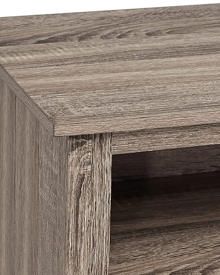 ROCKPOINT 58inch TV Stand Media Console for TV’s up to 65 Inches, Home Living Room Storage Console, Entertainment Center with 4 Open Storage Shelves, Modern TV Console Table (Brown) - LeafyLoom