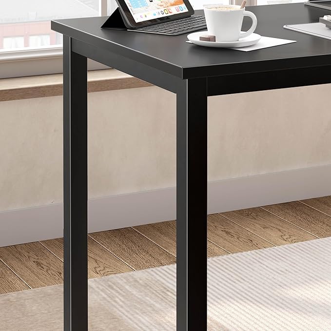 Computer Desk,55.1 inches Office Desk & Workstations for Home Office, Gaming Desk Computer Table,Modern Simple Style Laptop Table, Black - LeafyLoom