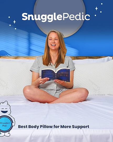 Snuggle-Pedic Body Pillow for Adults - White Pregnancy Pillows w/Shredded Memory Foam - Firm Maternity Side Sleeper Pillow for Adults - Long Cuddle Pillow for Bed - 20x54 Full Body Pillow - LeafyLoom