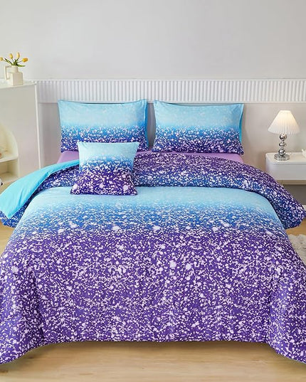 PERFEMET Queen Comforter Set with Sheets, 6 Pcs Blue Purple Girls Bedding Set, Tie Dye Rainbow Comforter for Queen Size Bed, Colorful Ombre Bedroom Decor Bed in A Bag for Teens Girls - LeafyLoom