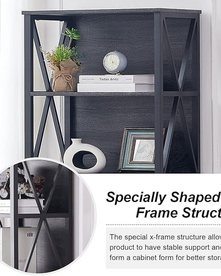 HOMISSUE Bookshelf, 6-Tier Bookshelf, Rustic Wood Metal Bookshelves and Bookcases, Freestanding Open Book Shelf, Industrial Tall Bookcase for Home Office, Living Room and Bedroom, Vintage Grey - LeafyLoom