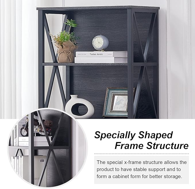 HOMISSUE Bookshelf, 6-Tier Bookshelf, Rustic Wood Metal Bookshelves and Bookcases, Freestanding Open Book Shelf, Industrial Tall Bookcase for Home Office, Living Room and Bedroom, Vintage Grey - LeafyLoom