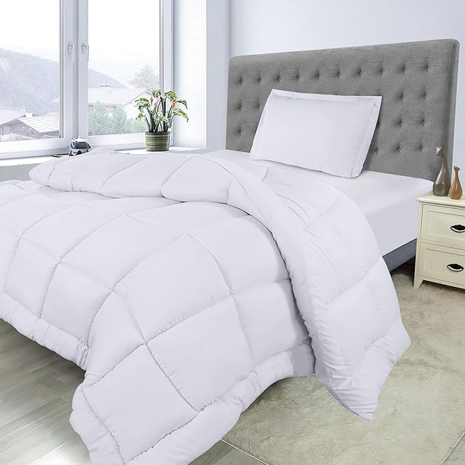 Utopia Bedding Twin Comforter Set Kids with 1 Pillow Sham, Bedding Comforter Sets, Down Alternative White Comforter, Soft and Comfortable, Machine Washable - LeafyLoom