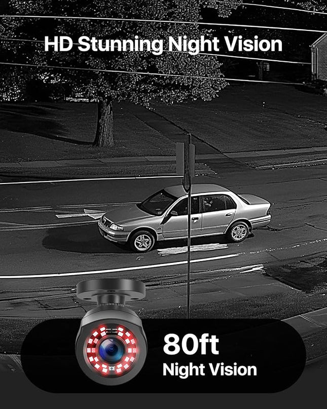 ZOSI 16CH 3K Lite Home Security Camera System,AI Human/Vehicle Detection,Night Vision,Remote Access,8pcs 1080p Outdoor Surveillance Cameras,16 Channel 1080P CCTV DVR with 2TB HDD for 24/7 Recording ZOSI