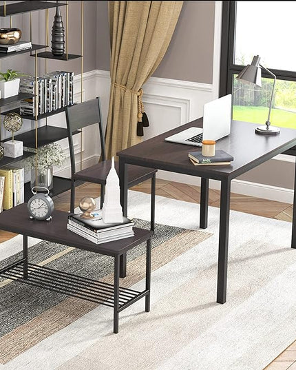 soges Dining Table Set for 4, 43.3 inch Kitchen Table set with Chairs and Bench, 4 Piece Dining Room Table Set for Small Space, Apartment, Restaurant, Rustic Oak - LeafyLoom