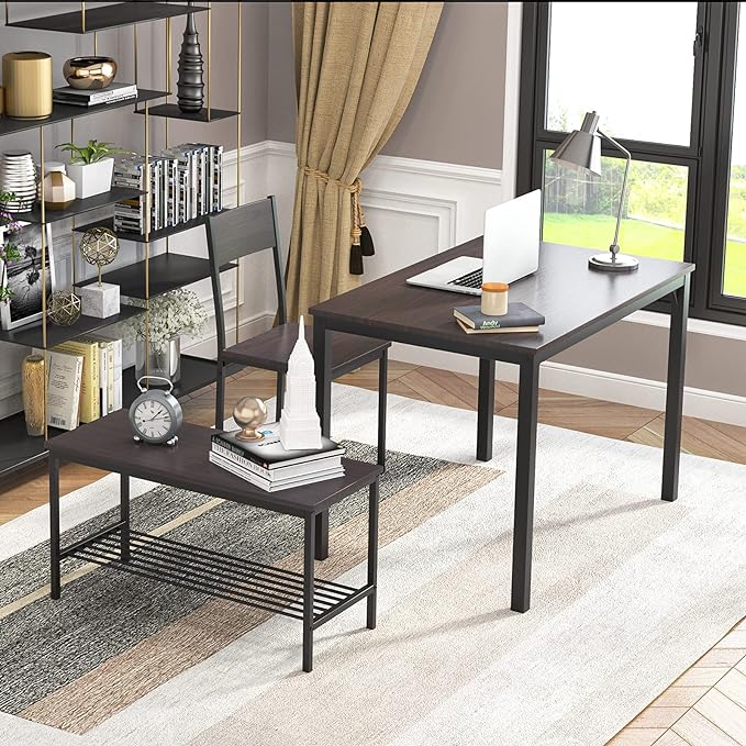 soges Dining Table Set for 4, 43.3 inch Kitchen Table set with Chairs and Bench, 4 Piece Dining Room Table Set for Small Space, Apartment, Restaurant, Rustic Oak - LeafyLoom