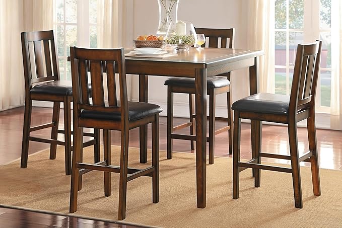 NicBex Small Dining Table Set for 4 Bar Table and Chairs Set Counter Height 5Pc Dining Set Tabe and Counter Height Chairs Set with Faux Leather Upholstered Seat, Espresso - LeafyLoom